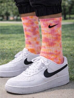 Sunset Dyed Crew Socks Pink Orange Streetwear Custom One of One